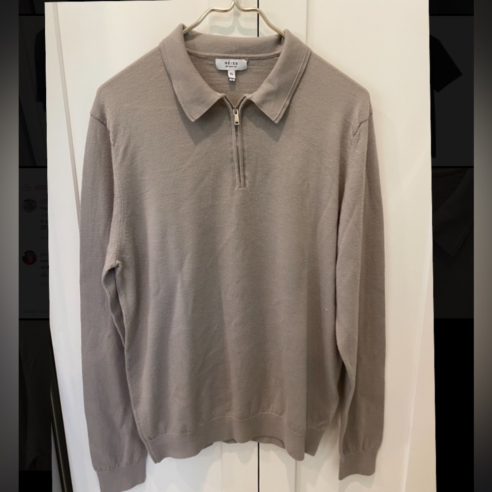 Reiss | Men’s Wool Zip Neck Polo Shirt | XL